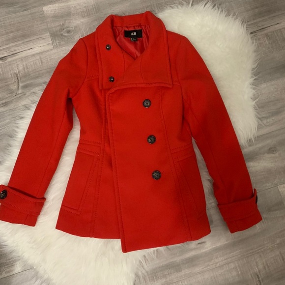 h&m red coat